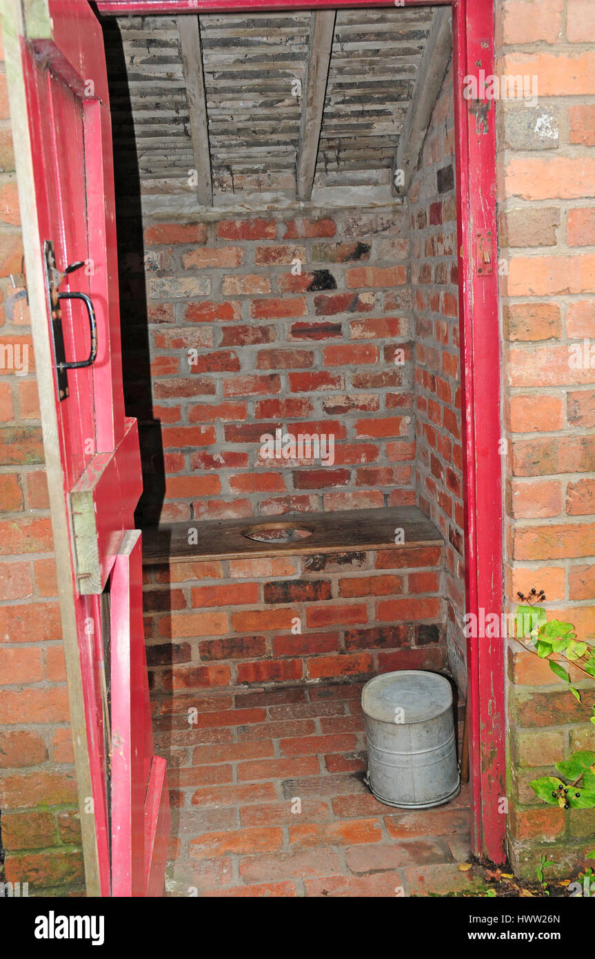 Outside toilet Victorian style, Blists Hill Victorian Village.Coalbrookdale Stock Photo