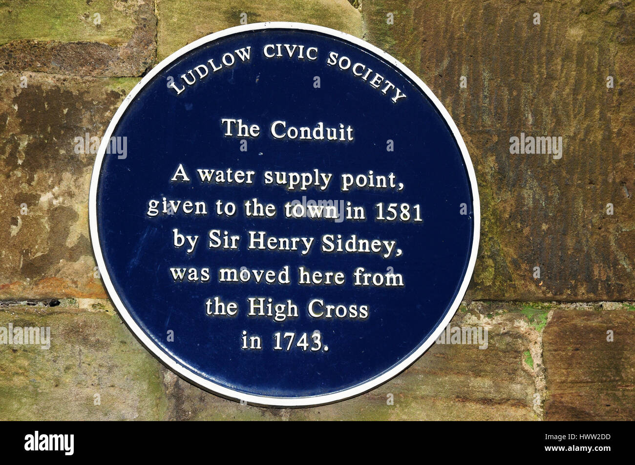 Blue Plaque denothing The Conduit, Ludlow Stock Photo Alamy