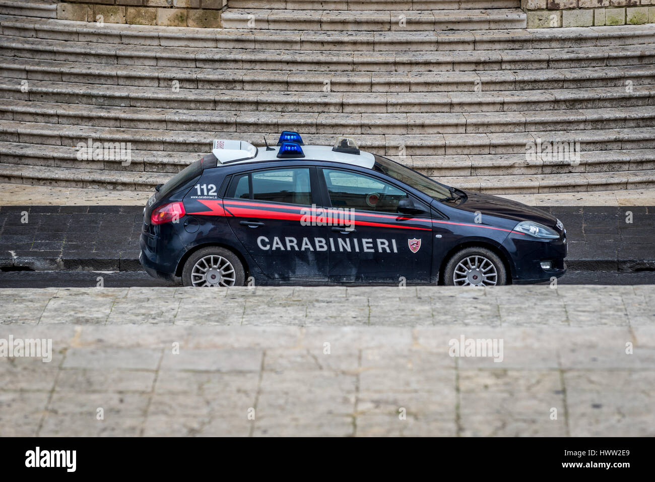 Carabinieri gendarmerie car in Noto town, Province of Syracuse on Sicily Island in Italy Stock Photo