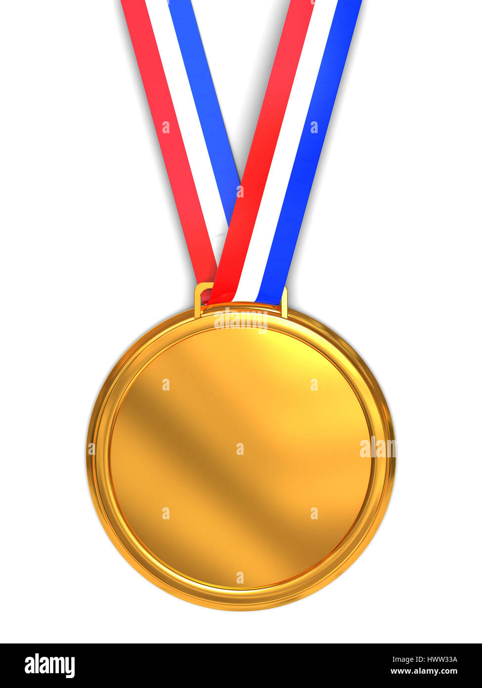 3d illustration of golden medal over white background Stock Photo - Alamy