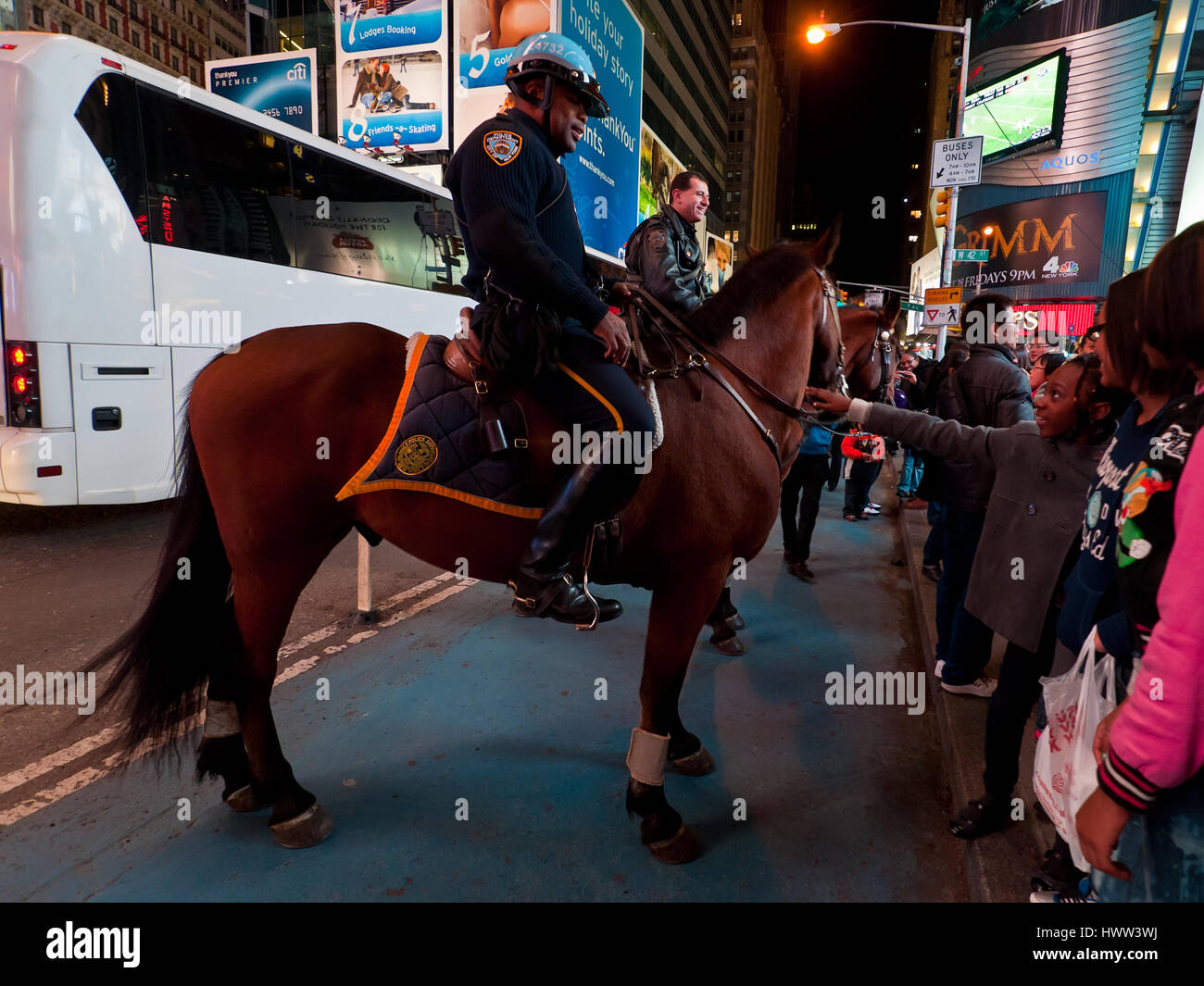 New York, USA November 20, 2011 Two Police Officers riding horses at