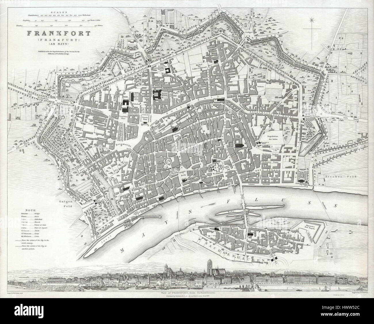 city map plan Germany Frankfurt and surrounds circa 1895 Prints Art ...
