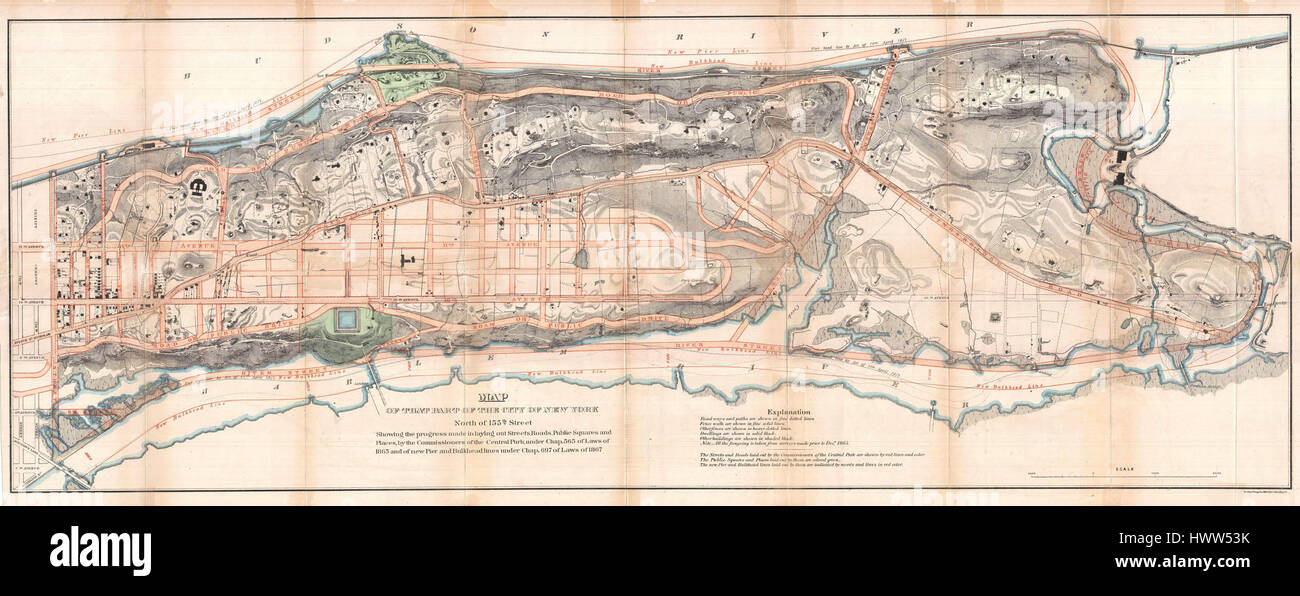 1868 Knapp Map of Northern Manhattan ( New York City ), Harlem, Washington Heights, Inwood   Geographicus   NYCUpperManhattan knapp 1868 Stock Photo