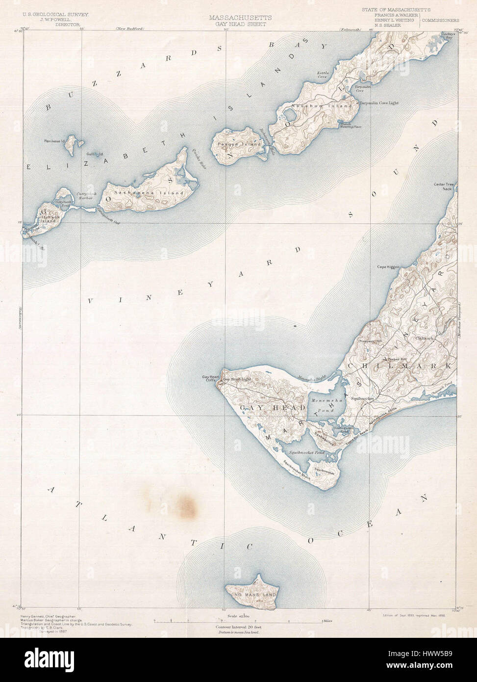 1898 U.S. Geological Survey Map of Gay Head, Marthas Vineyard, Massachusetts   Geographicus   MarthasVineyardW USGS 1898 Stock Photo