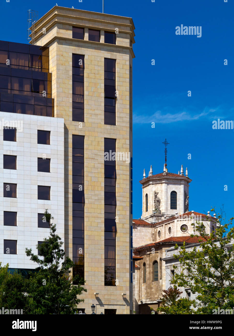 Hotel Bahia and Santander Cathedral in Santander city centre Cantabria northern Spain Stock Photo