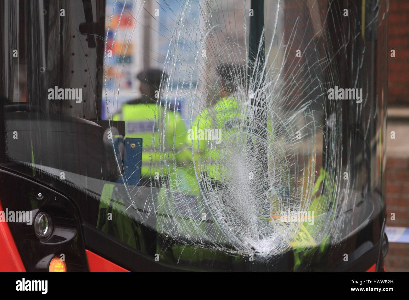London, UK. 23rd Mar, 2017. A pedestrian has been struck by a bus travelling on Lambeth road Westminster Credit: amer ghazzal/Alamy Live News Stock Photo