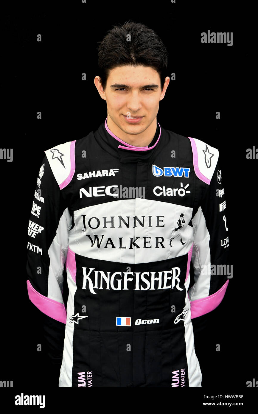 Albert Park, Melbourne, Australia. 23rd Mar, 2017. Esteban Ocon (FRA) #31 from the Sahara Force India F1 team pose at the driver's portrait session at the 2017 Australian Formula One Grand Prix at Albert Park, Melbourne, Australia. Credit: Cal Sport Media/Alamy Live News Stock Photo