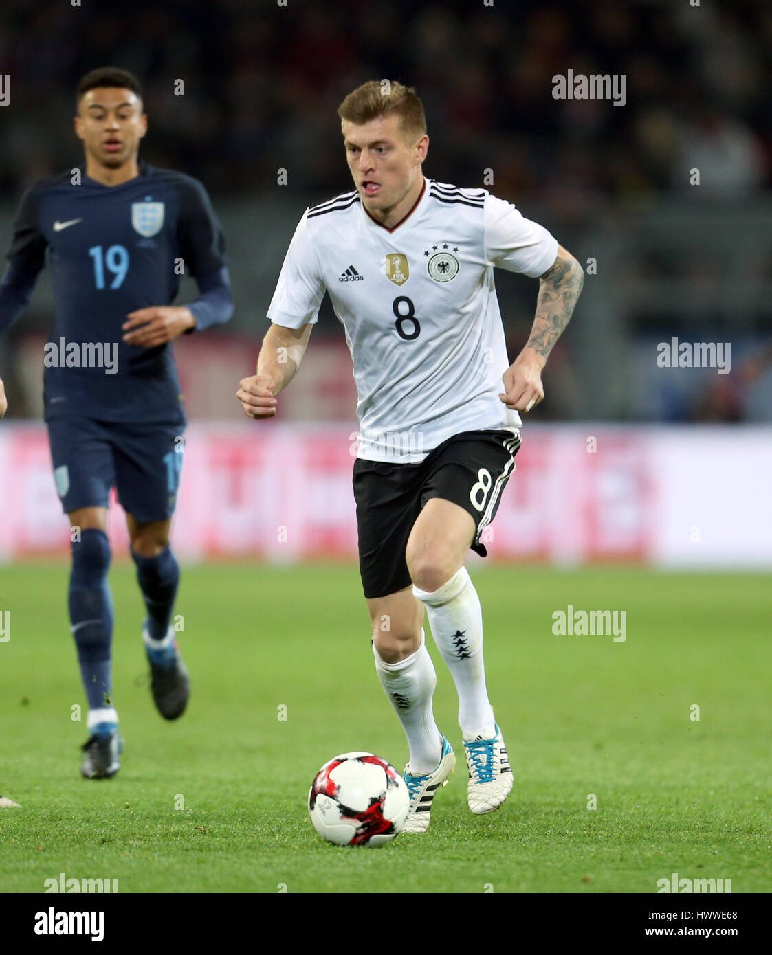 Germany's Toni Kroos in action during the international friendly soccer match between Germany and England at the Signal Iduna Park in Dortmund, Germany, 22 March 2017. Photo: Ina Fassbender/dpa Stock Photo