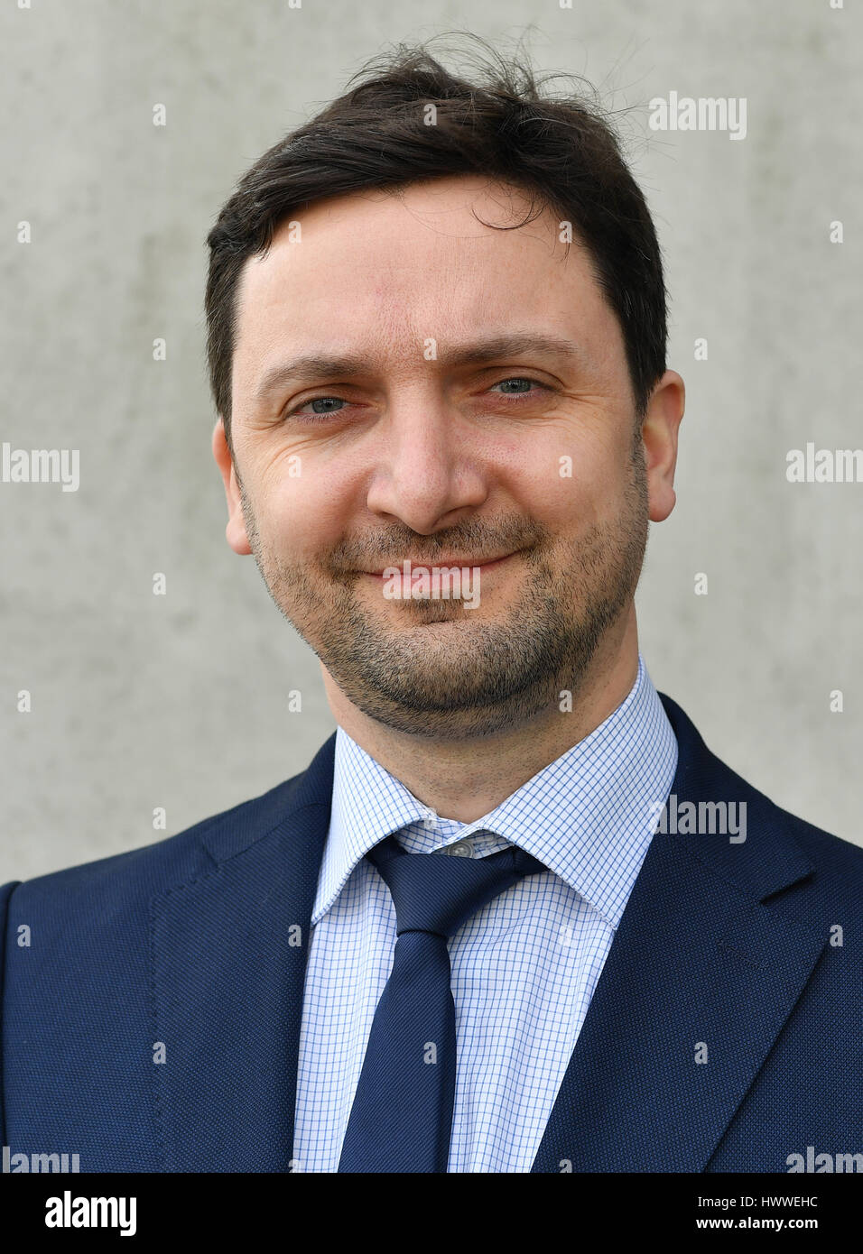 Tarkan Dogru, CEO of the Aeropharm GmbH, photographed in Rudolstadt, Germany, 15 March 2017. The 15th anniversary of the company was celebrated on the same day. The company, now part of the pharma group Novartis, derrived from the former VEB Ankerwerk and its successor. It produces asthma pharmaceuticals and eye drops that are exported to more than 50 countries. Photo: Martin Schutt/dpa-Zentralbild/dpa Stock Photo