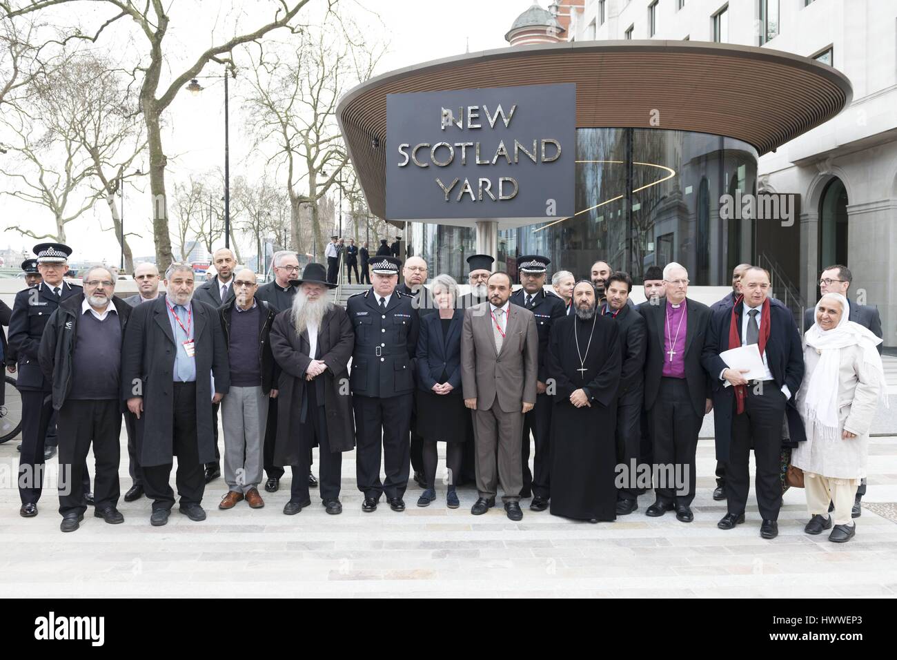 London, UK. 23rd Mar, 2017. All Religious Leaders give statement outside New Scotland Yard. London UK  Credit: dpa/Alamy Live News Stock Photo
