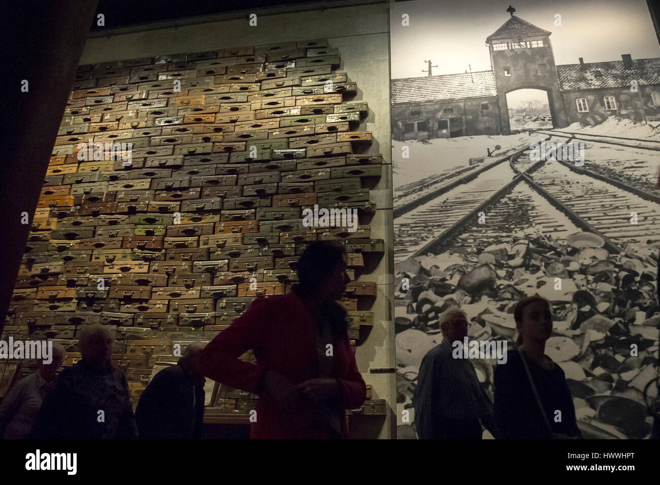 Gdansk, Poland. 23rd March, 2017. Gdansk, Poland. 23rd Mar, 2017. Picture of the main entrance to Nazi German extermination camp KL Auschwitz Birkenau in occupied Poland showed on exhibition of the Museum of the Second World War. Museum was opened on 23 March 2017 in Gdansk, Poland. Gdansk Museum is the biggest and the newest museum in Poland. Credit: Wojciech Stróżyk/Alamy Live News Stock Photo