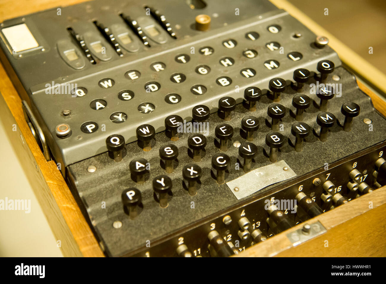 Gdansk, Poland. 23rd March, 2017. Gdansk, Poland. 23rd Mar, 2017. Enigma machine, German electro mechanical rotor cipher machine, which was used by Nazi German to protect commercial, diplomatic and military communication. Polish cryptologists broke Enigma since 1932. Enigma machine is showed in Museum of the Second World War. Museum was opened on 23 March 2017 in Gdansk, Poland. Gdansk Museum is the biggest and the newest museum in Poland. Credit: Wojciech Stróżyk/Alamy Live News Stock Photo