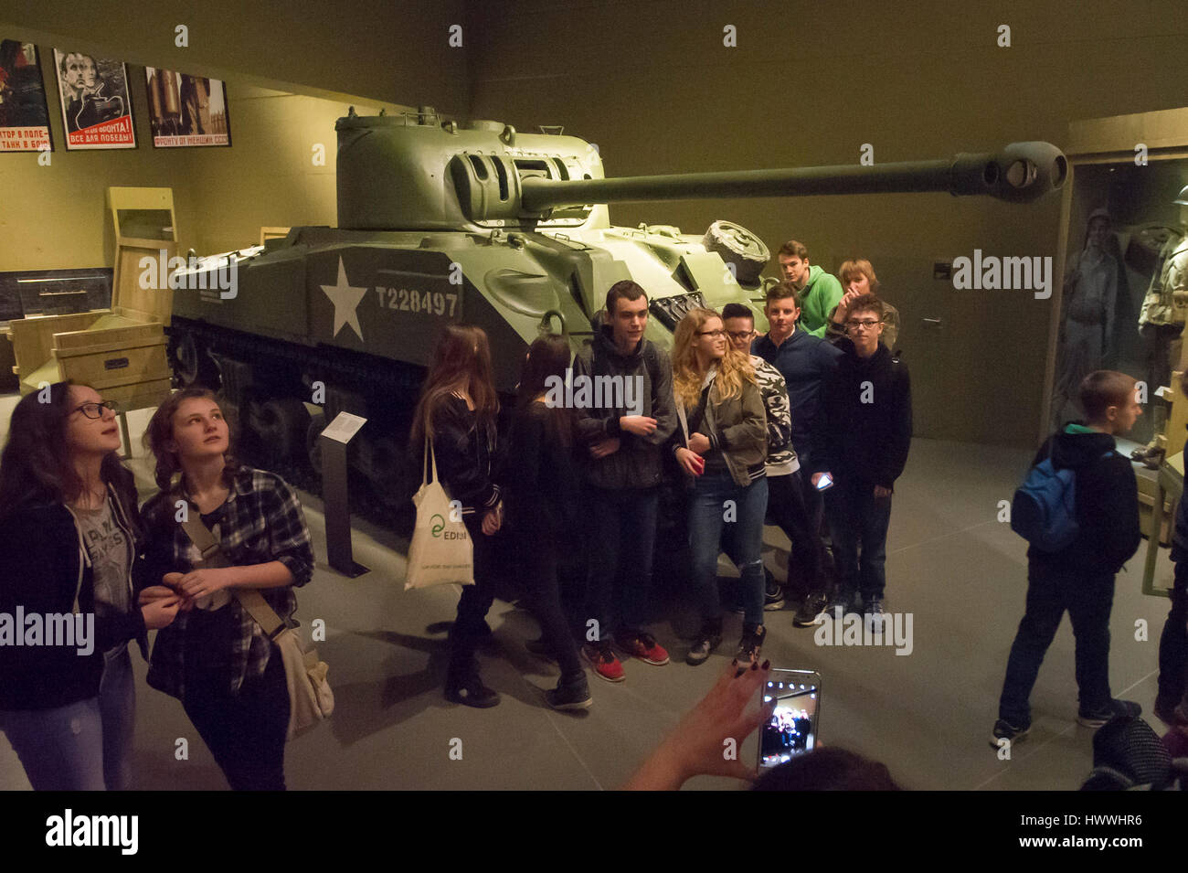Gdansk, Poland. 23rd March, 2017. Gdansk, Poland. 23rd Mar, 2017. Visitors and tank Sherman Firefly used by 1st Polish Armoured Division is showed in Museum of the Second World War. Museum was opened on 23 March 2017 in Gdansk, Poland. Gdansk Museum is the biggest and the newest museum in Poland. Credit: Wojciech Stróżyk/Alamy Live News Stock Photo