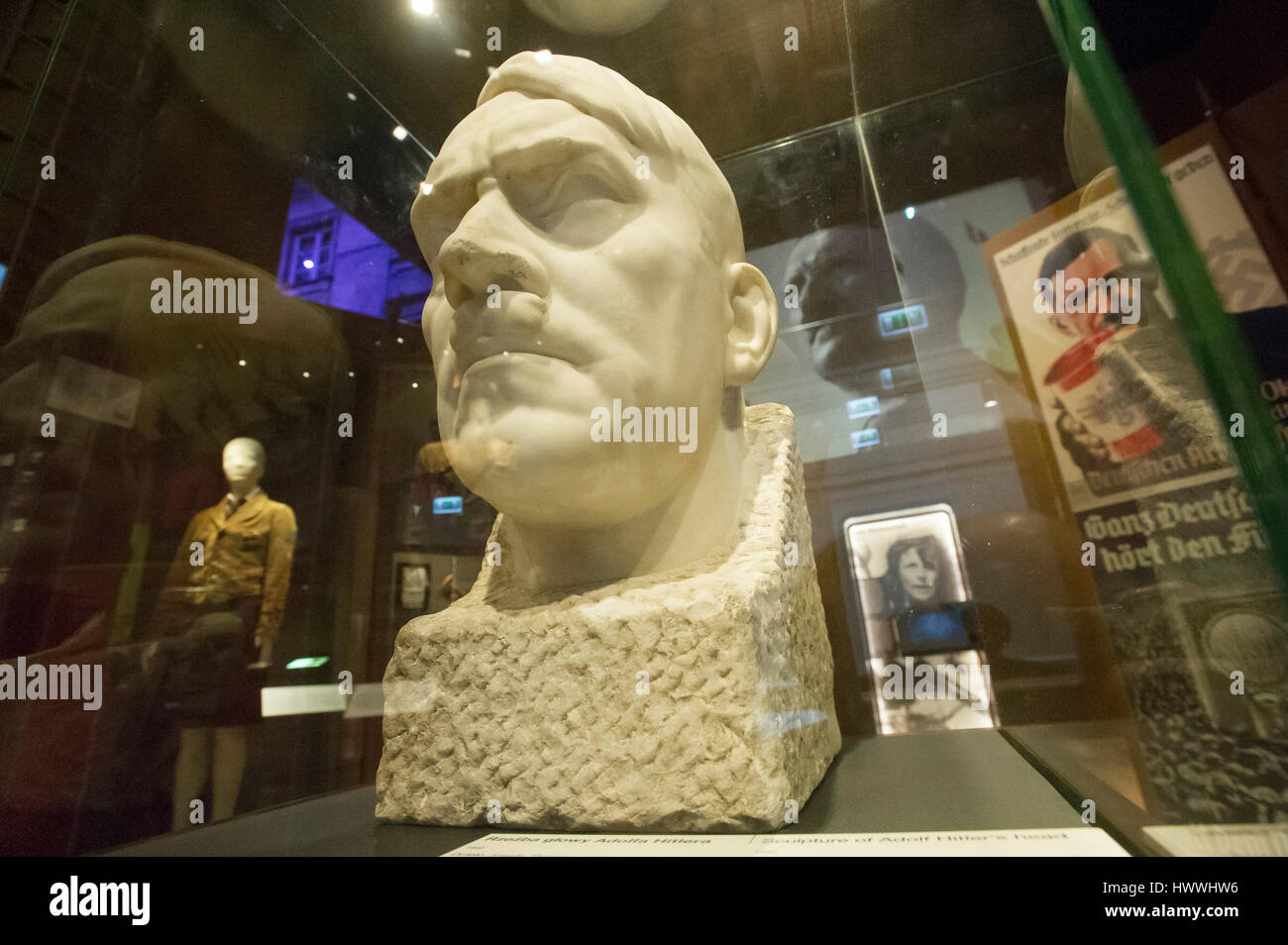 Gdansk, Poland. 23rd March, 2017. Gdansk, Poland. 23rd Mar, 2017. Adolf Hitler marble bust by official sculptor Josef Thorak showed on exhibition of the Museum of the Second World War. Museum was opened on 23 March 2017 in Gdansk, Poland. Gdansk Museum is the biggest and the newest museum in Poland. Credit: Wojciech Stróżyk/Alamy Live News Stock Photo