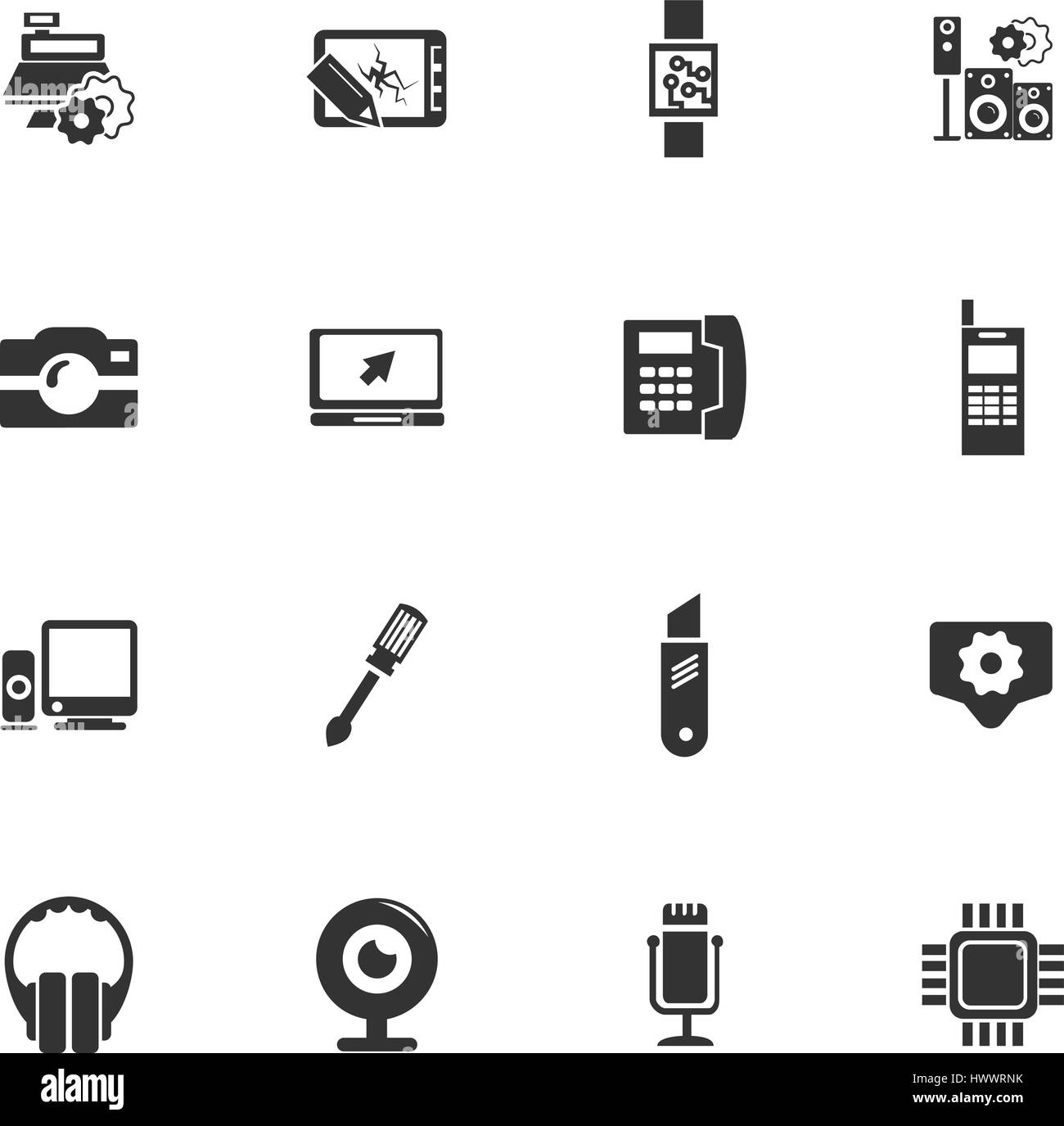 Electronics repair vector icons for user interface design Stock Vector
