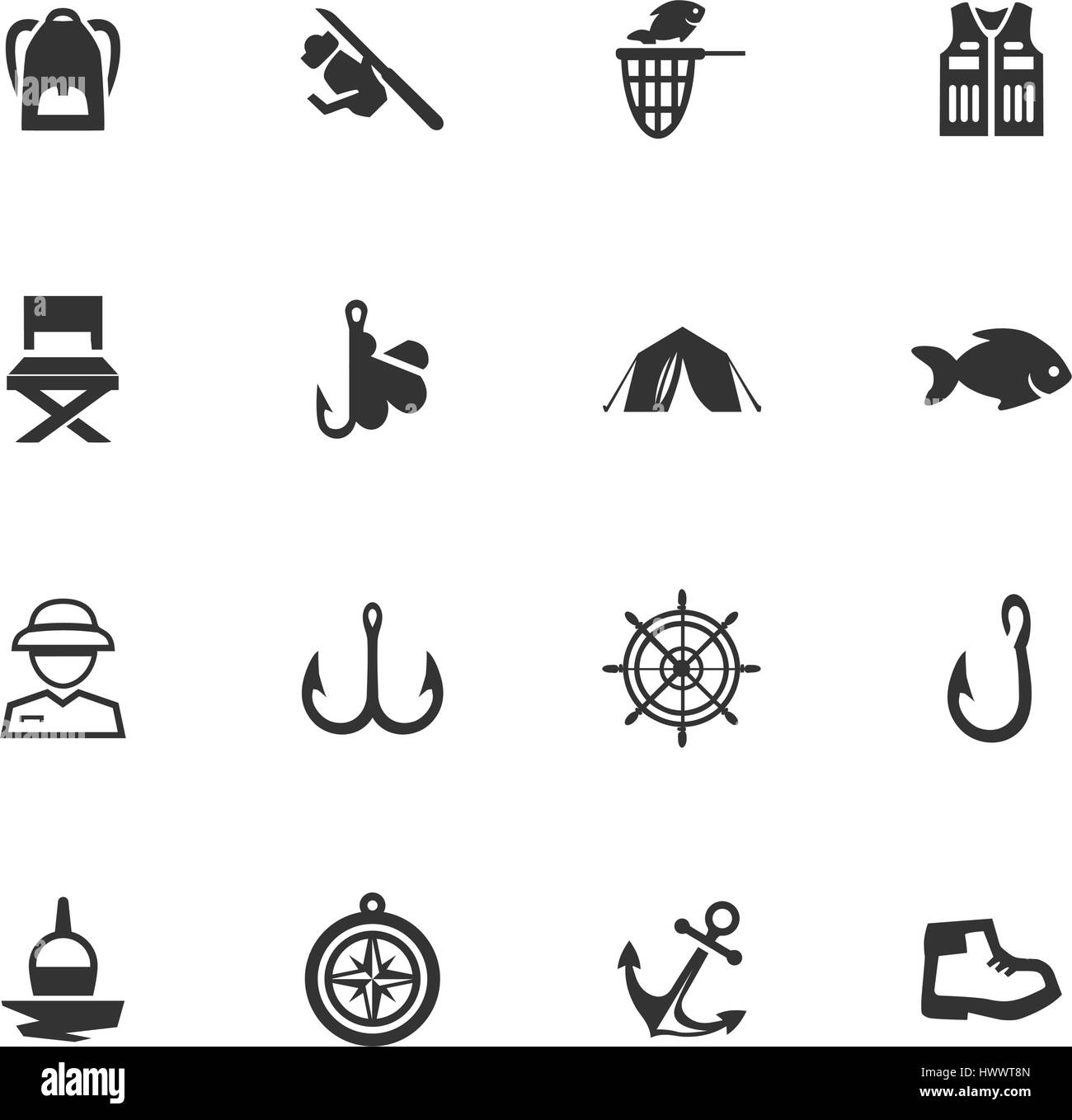 Fishing vector icons for user interface design Stock Vector
