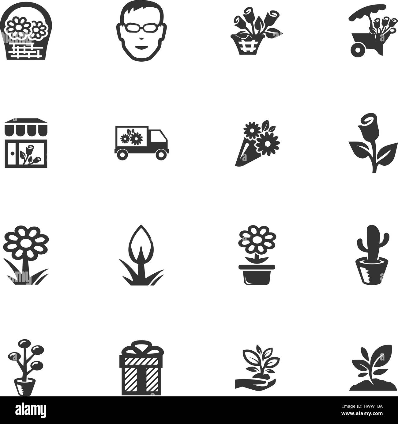 Flower shop vector icons for user interface design Stock Vector Image