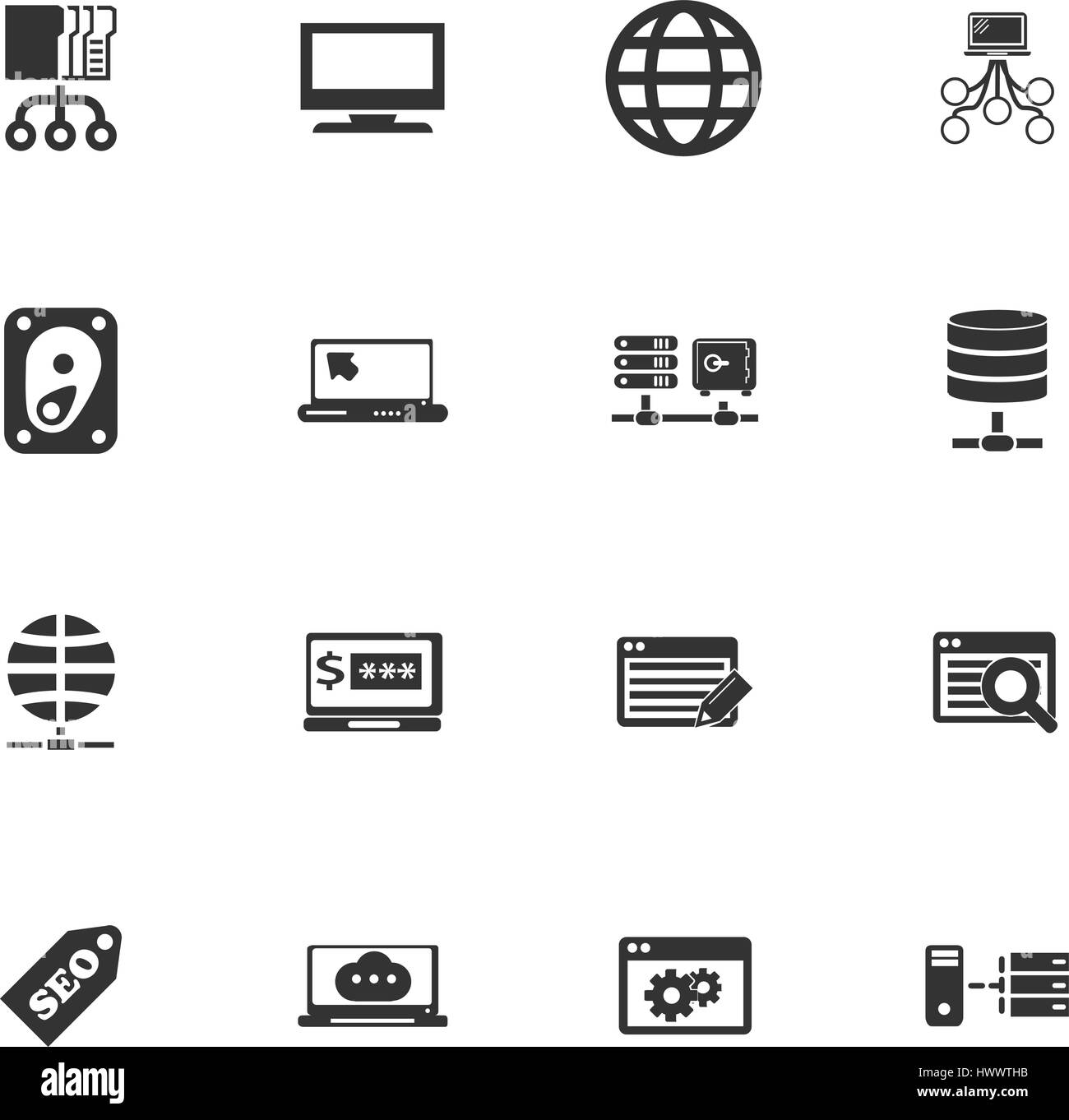 Hosting provider vector icons for user interface design Stock Vector ...