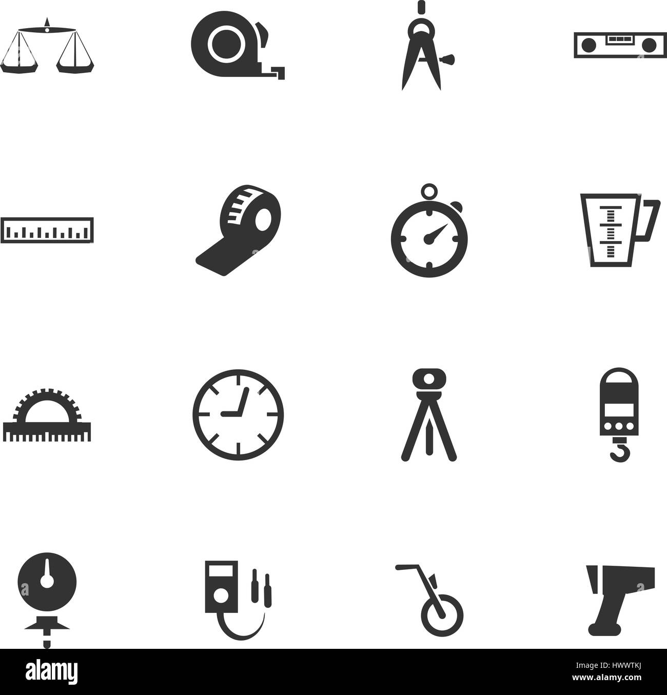 Measuring tools vector icons for user interface design Stock Vector