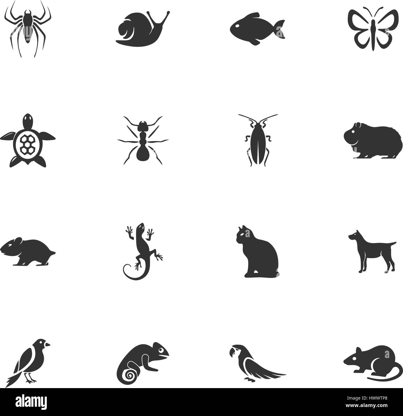 Pets types vector icons for user interface design Stock Vector Image ...