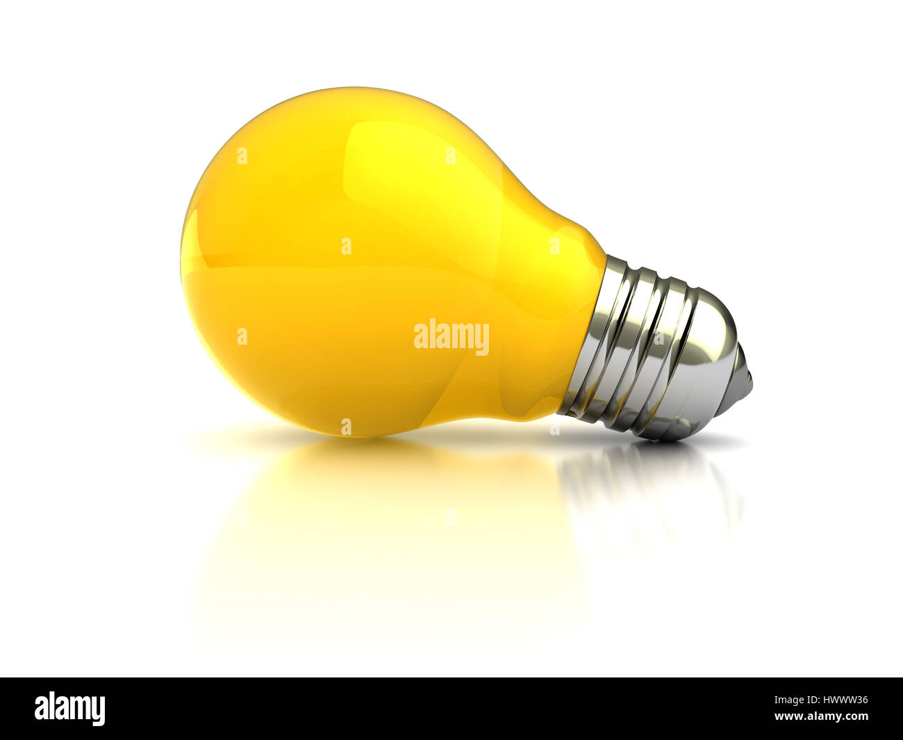 3d illustration of orange light bulb over white background Stock Photo