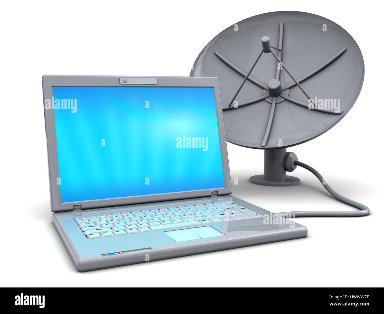3d illustration of laptop with satellite antenna, over white background  Stock Photo - Alamy