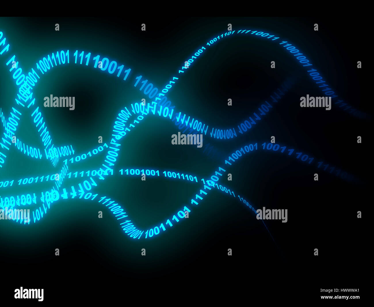 abstract 3d illustration of ribbons with binary code Stock Photo - Alamy