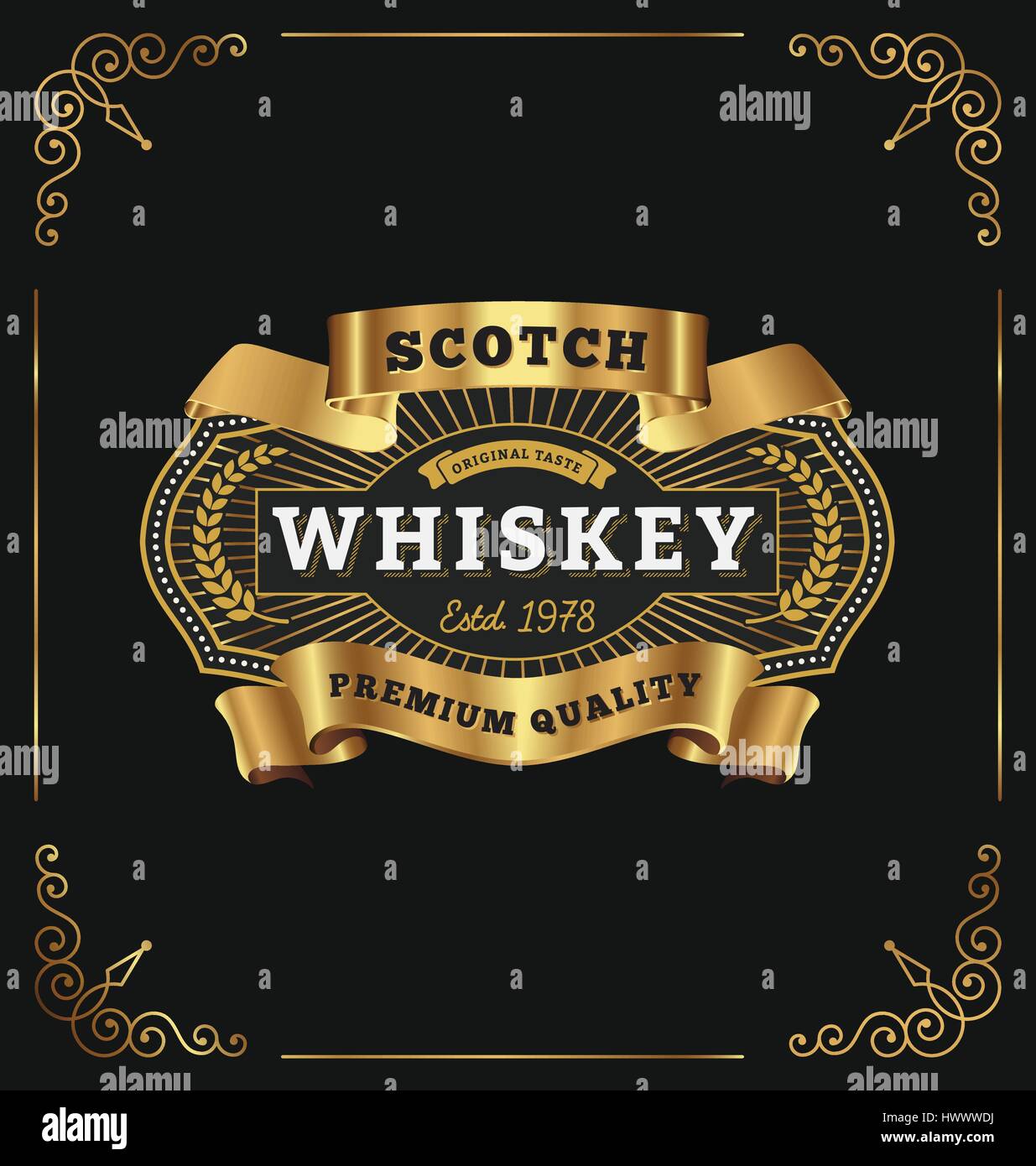 Vintage frame label design. Suitable for Whiskey and Wine label ...