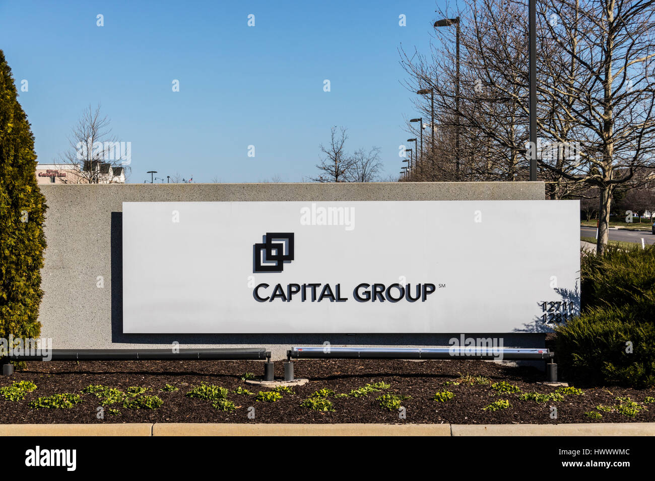 Carmel Circa March 2017 Signage and Logo of the Capital Group. With