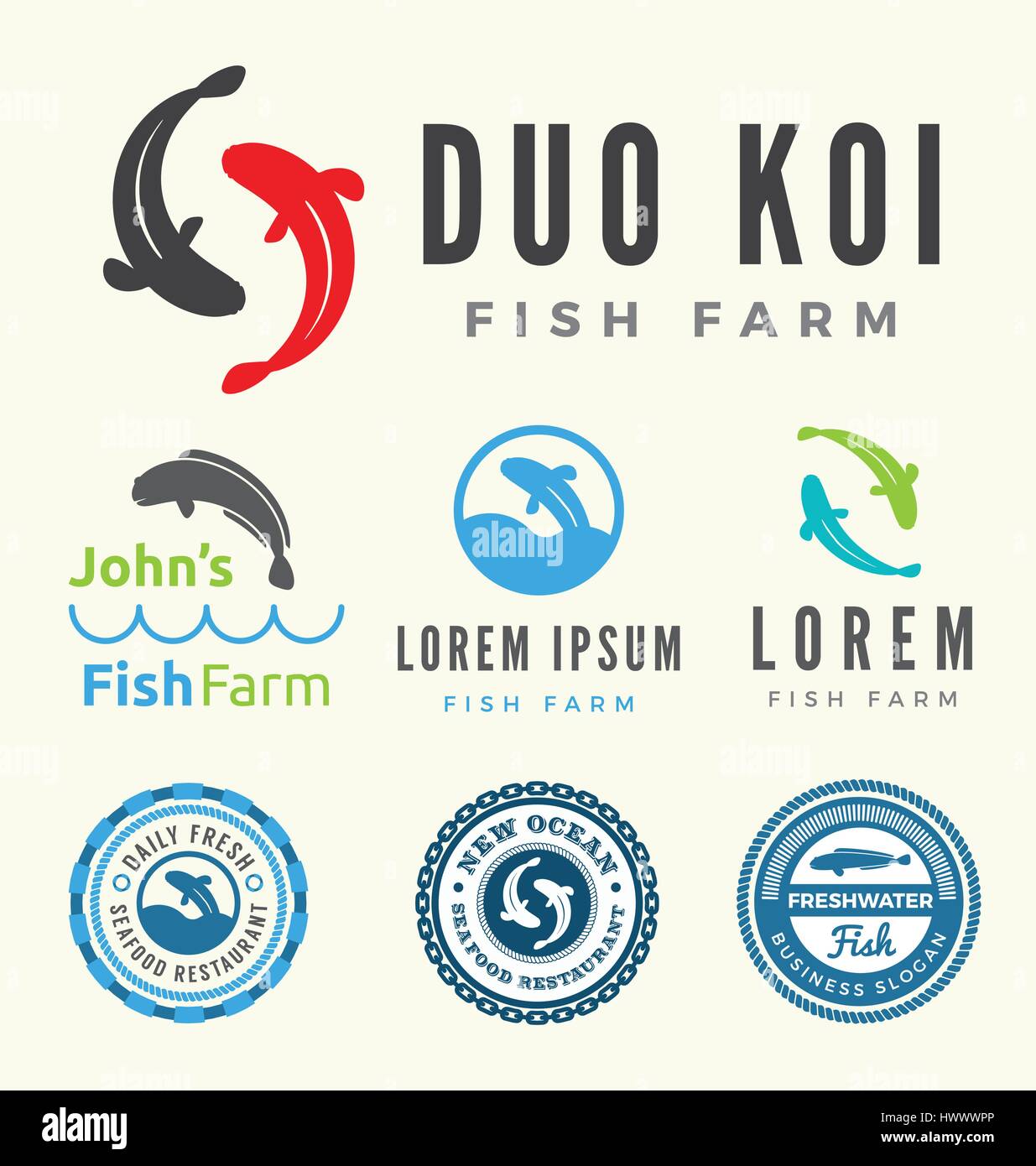 Fish farm logo collections. Set of fish logo for your business. Vector ...