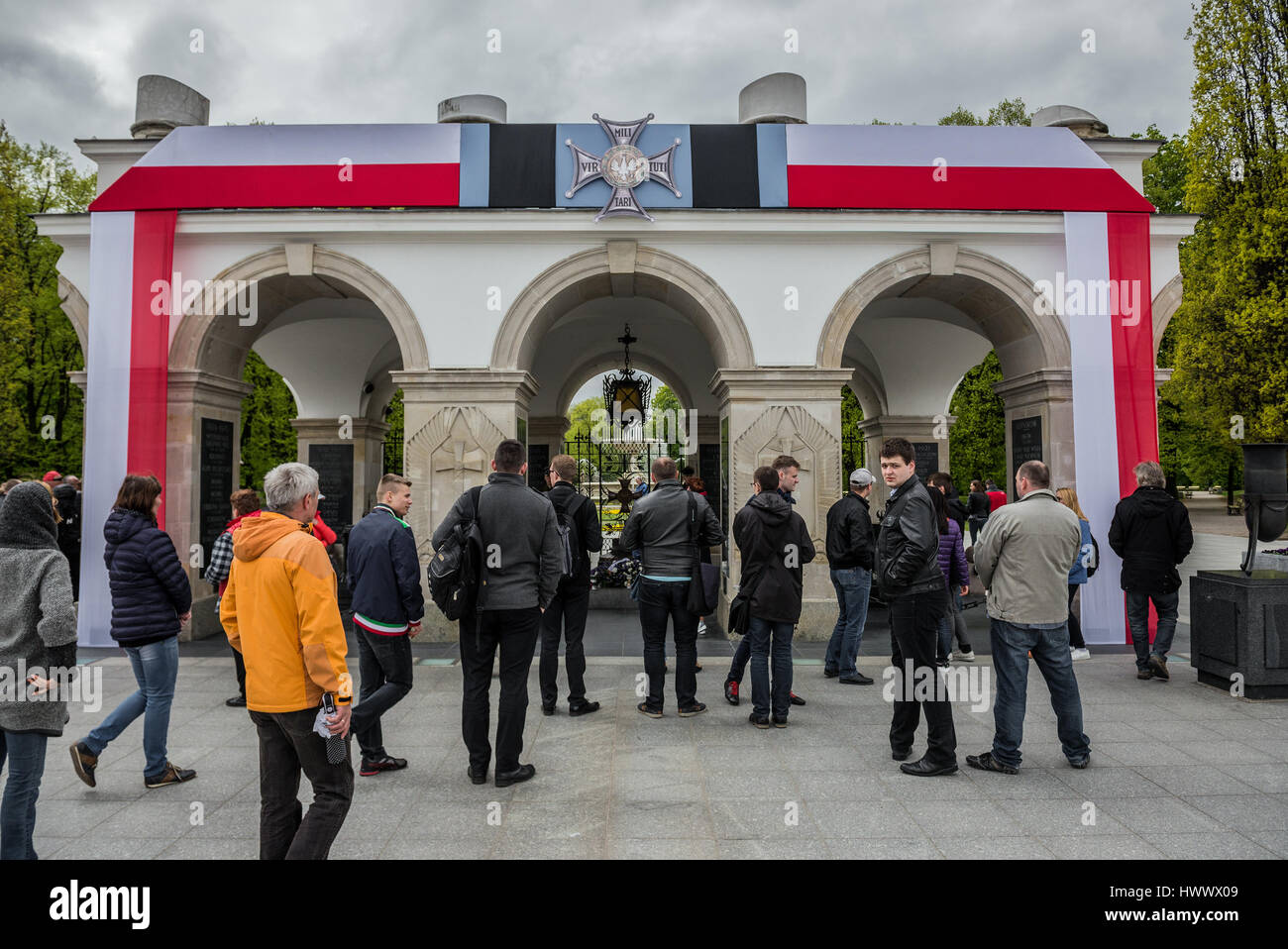 Tomb of the Unknown Soldier monument, located on a Pilsudski Square in Warsaw, Poland Stock Photo