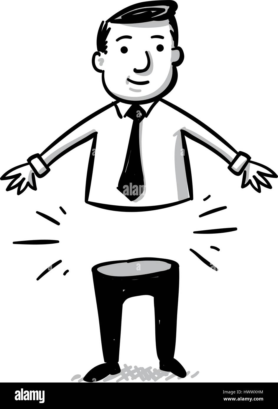 A cartoon businessman who has been split in half at the waist. Stock Vector
