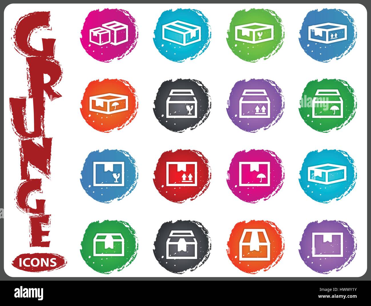 Simple set of box and crates related vector icons for your design Stock ...