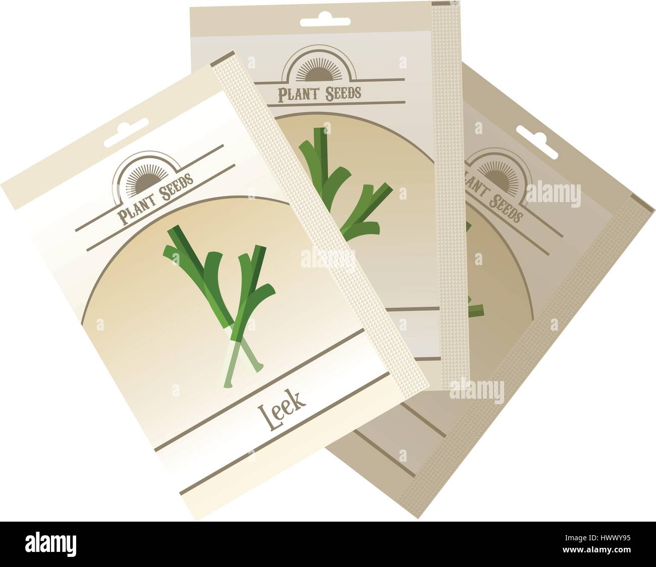 Pack of Leek seeds icon Stock Vector