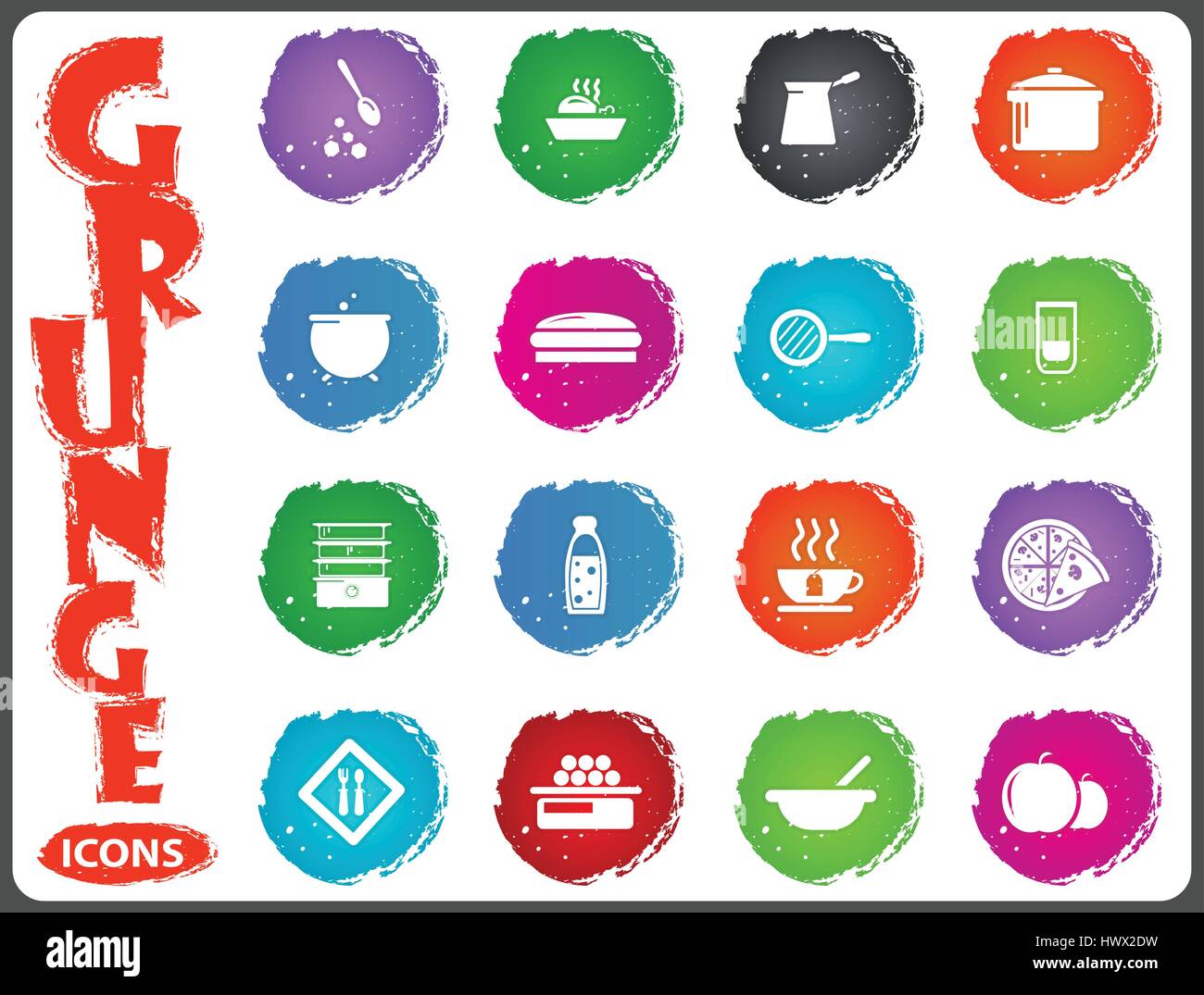 Food and kitchen symbol for web icons in grunge style Stock Vector ...