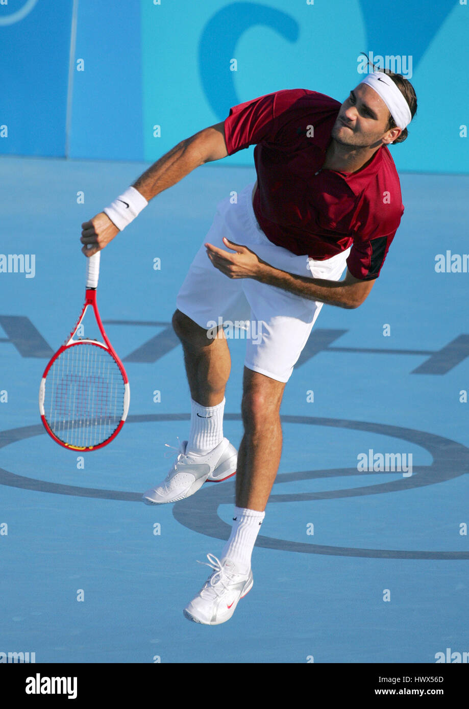 ROGER FEDERER OLYMPIC TENNIS ATHENS GREECE 17 August 2004 Stock Photo