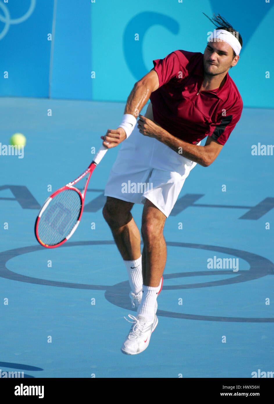 ROGER FEDERER OLYMPIC TENNIS ATHENS GREECE 17 August 2004 Stock Photo