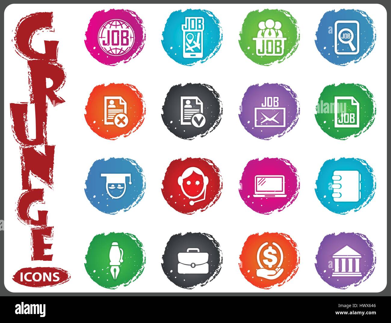 Job icon set for web sites and user interface in grunge style Stock ...
