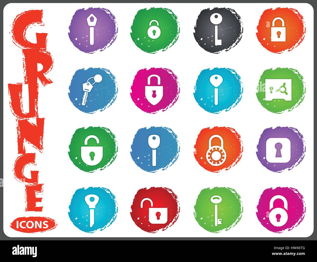 Lock and Key icon set for web sites and user interface Stock Vector ...
