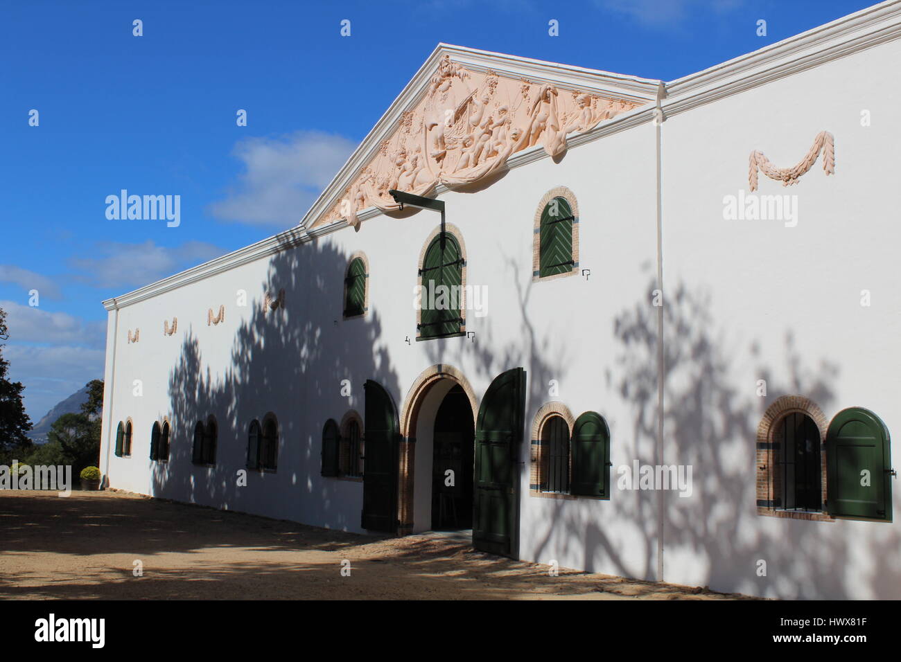 Cape Dutch buildings at Groot Constantia Wine Estate, Cape Town, South Africa Stock Photo