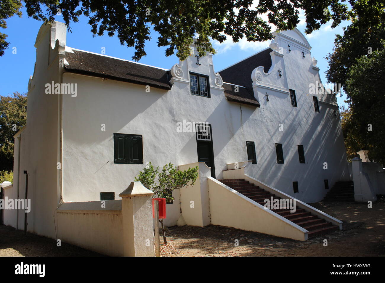 Cape Dutch buildings at Groot Constantia Wine Estate, Cape Town, South Africa Stock Photo