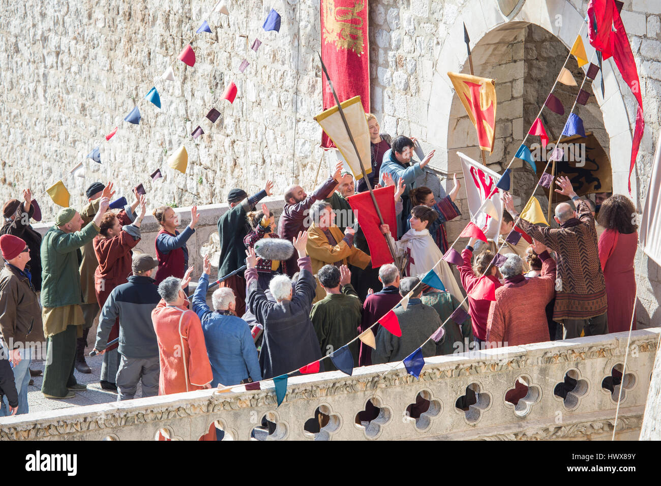 Filming begins of 'Robin Hood: Origins' in Dubrovnik, Croatia. Spotted on set was actor Taron Egerton who is playing Robin Hood and actress Eve Hewson who stars as Maid Marian.  Featuring: Atmosphere Where: Dubrovnik, Croatia When: 20 Feb 2017 Credit: WENN.com  **Only available for publication in UK, USA, Germany, Austria, Switzerland** Stock Photo