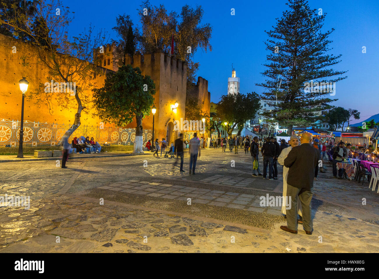 Chefchaouen, Morocco. Place Outa ElHammam at Night Stock Photo Alamy