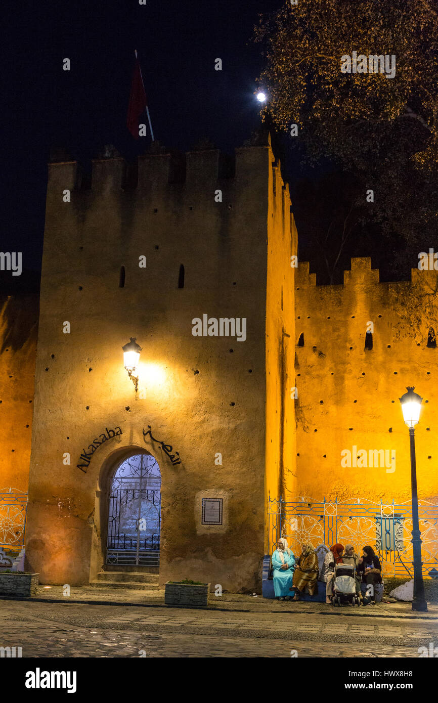 Chefchaouen, Morocco. Women Sitting, Talking in the Place Outa El