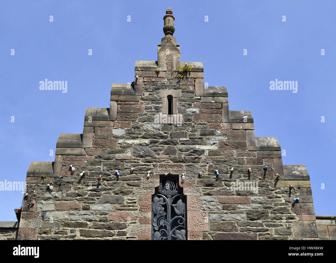 Crow-stepped gable in Conwy Stock Photo