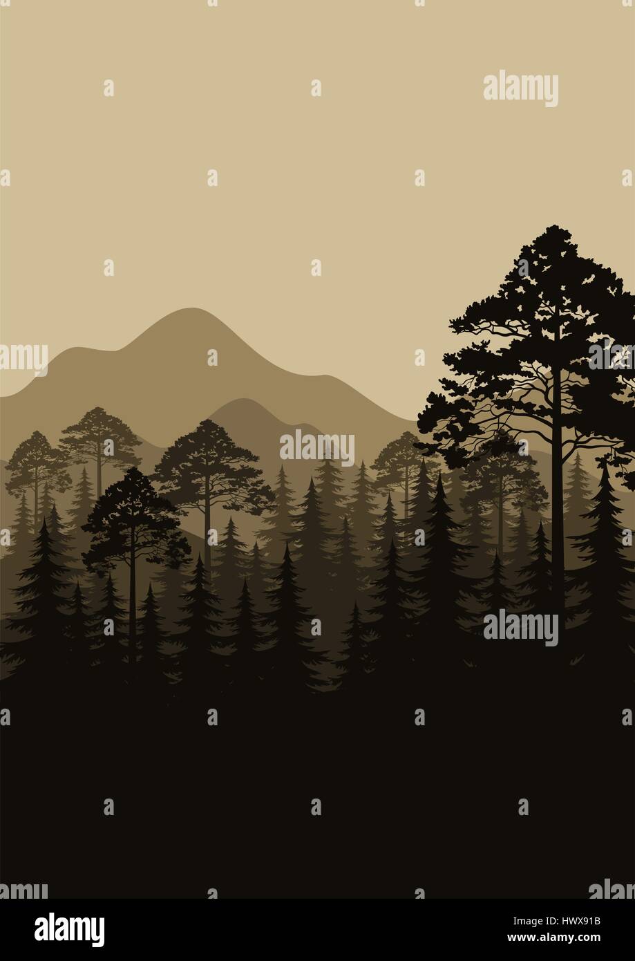 Landscape, Trees and Mountains Stock Vector Image & Art - Alamy