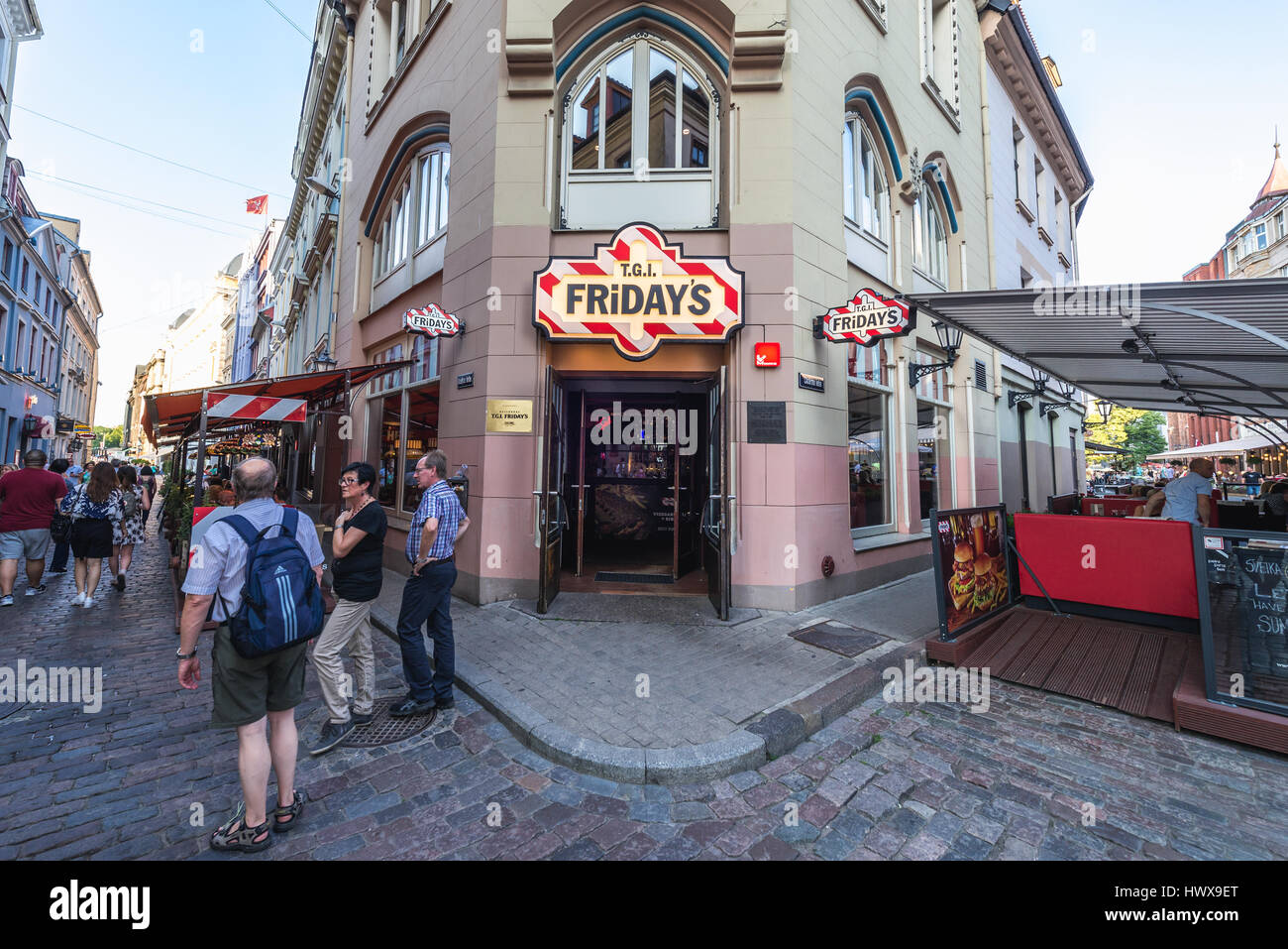 T.G.I. Fridays on the Old Town of Riga, capital city of Republic of Latvia Stock Photo