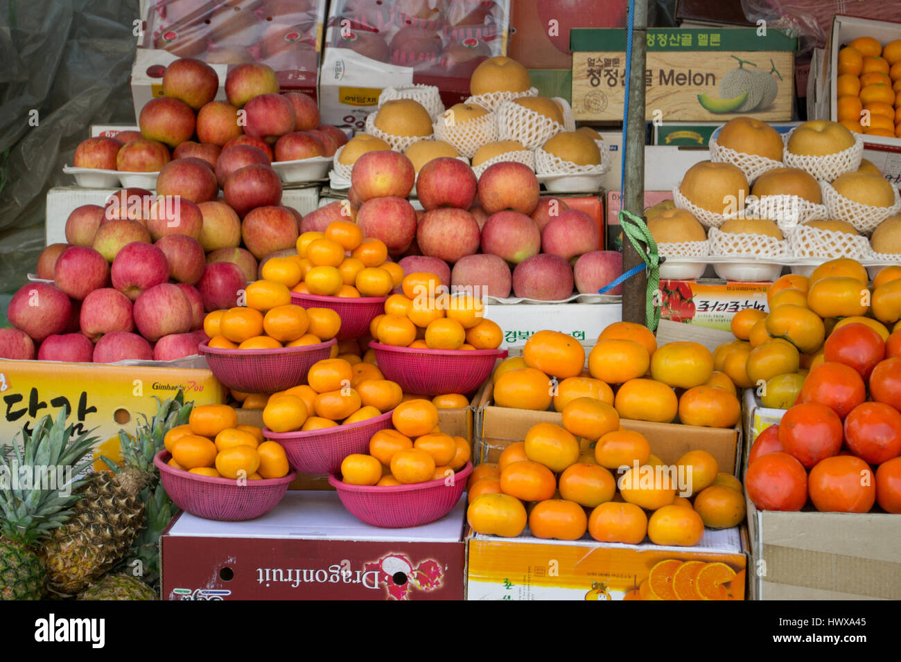 Colourful Fresh Fruit at Roadside Stand South Korea Stock Photo Alamy