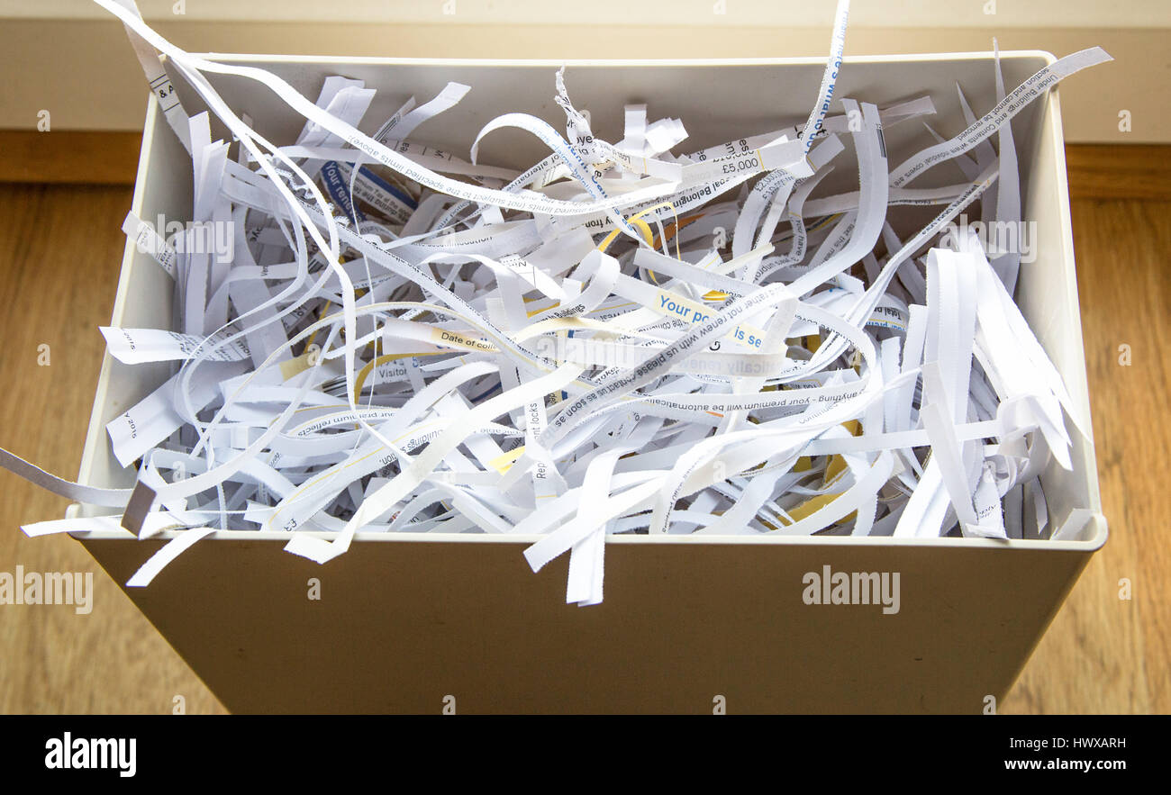 A box of shredded paper. Stock Photo