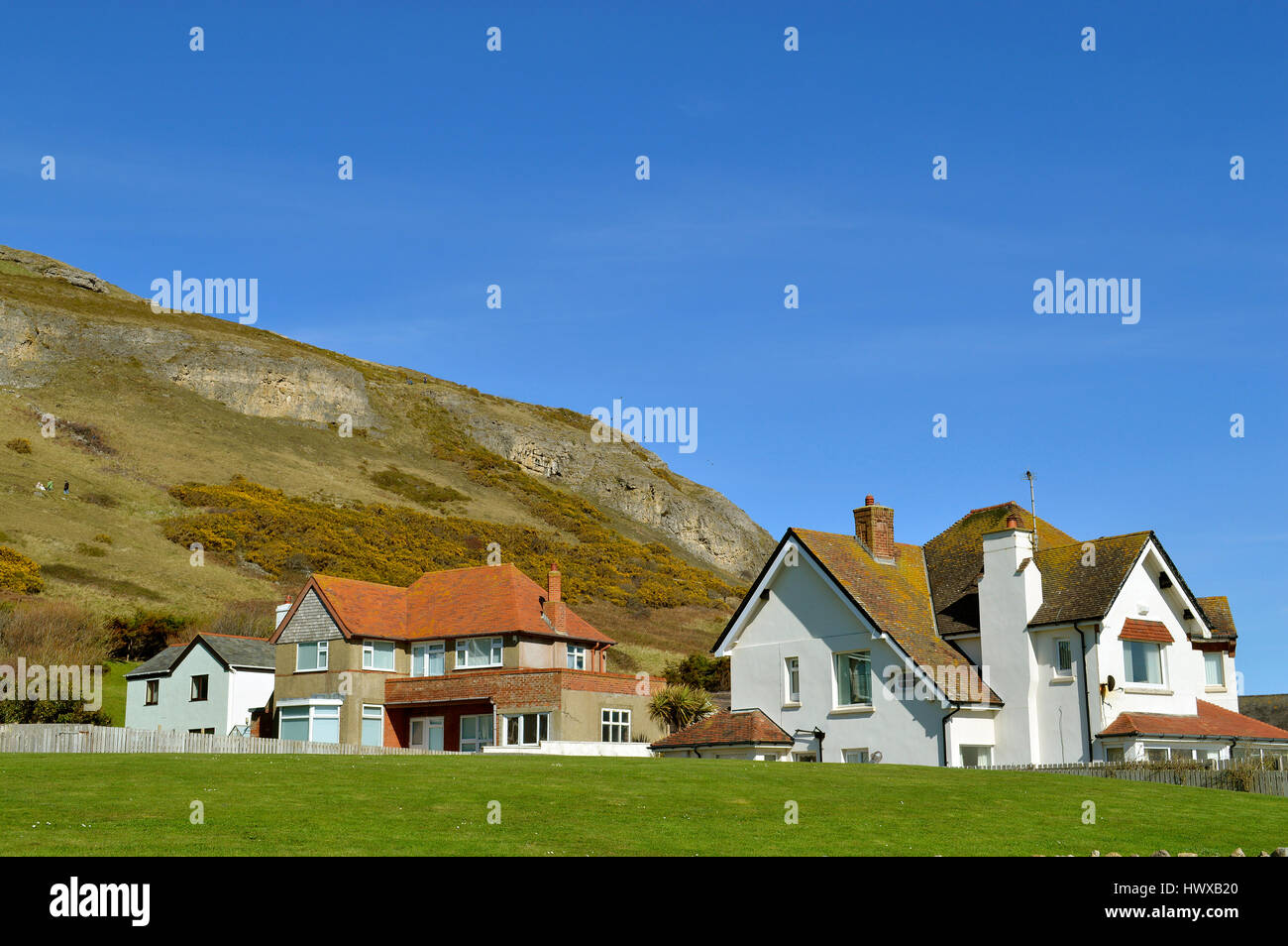 Llandudno houses at the bottom of Great Orme in North Wales Stock Photo